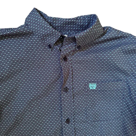 Cinch Boys’ Blue Print Button Down Long Sleeve Shirt Western Size XXL 16-18 - Picture 2 of 10
